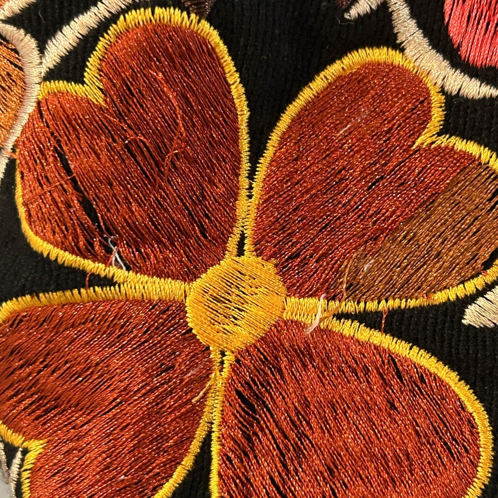 Embroidered Tote Bag Black Pink Brown - Picture 11 of 11